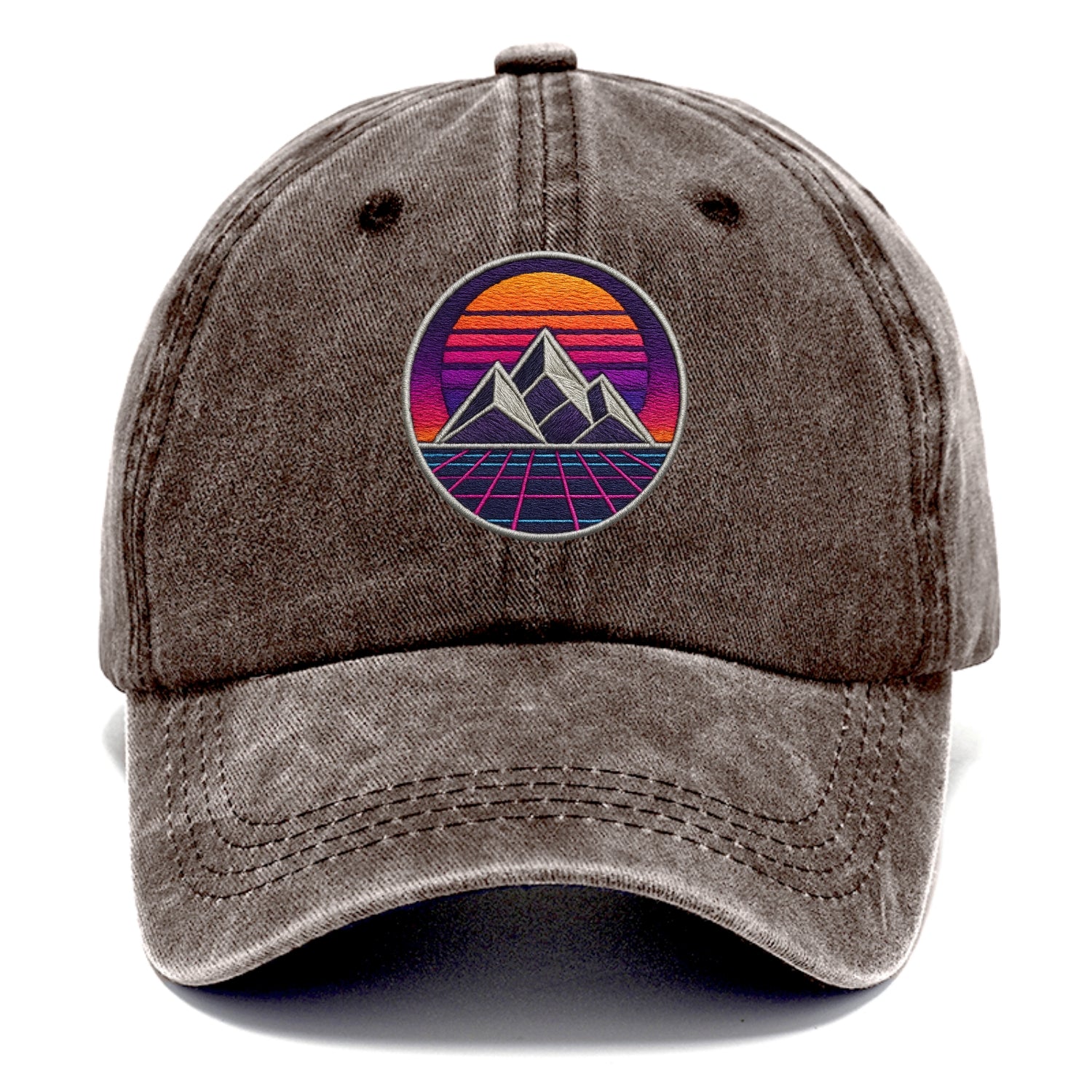 Retrowave Mountains - Classic Cap - Brown