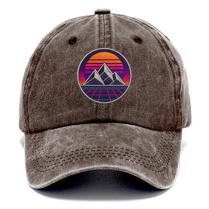 Retrowave Mountains - Classic Cap - Brown