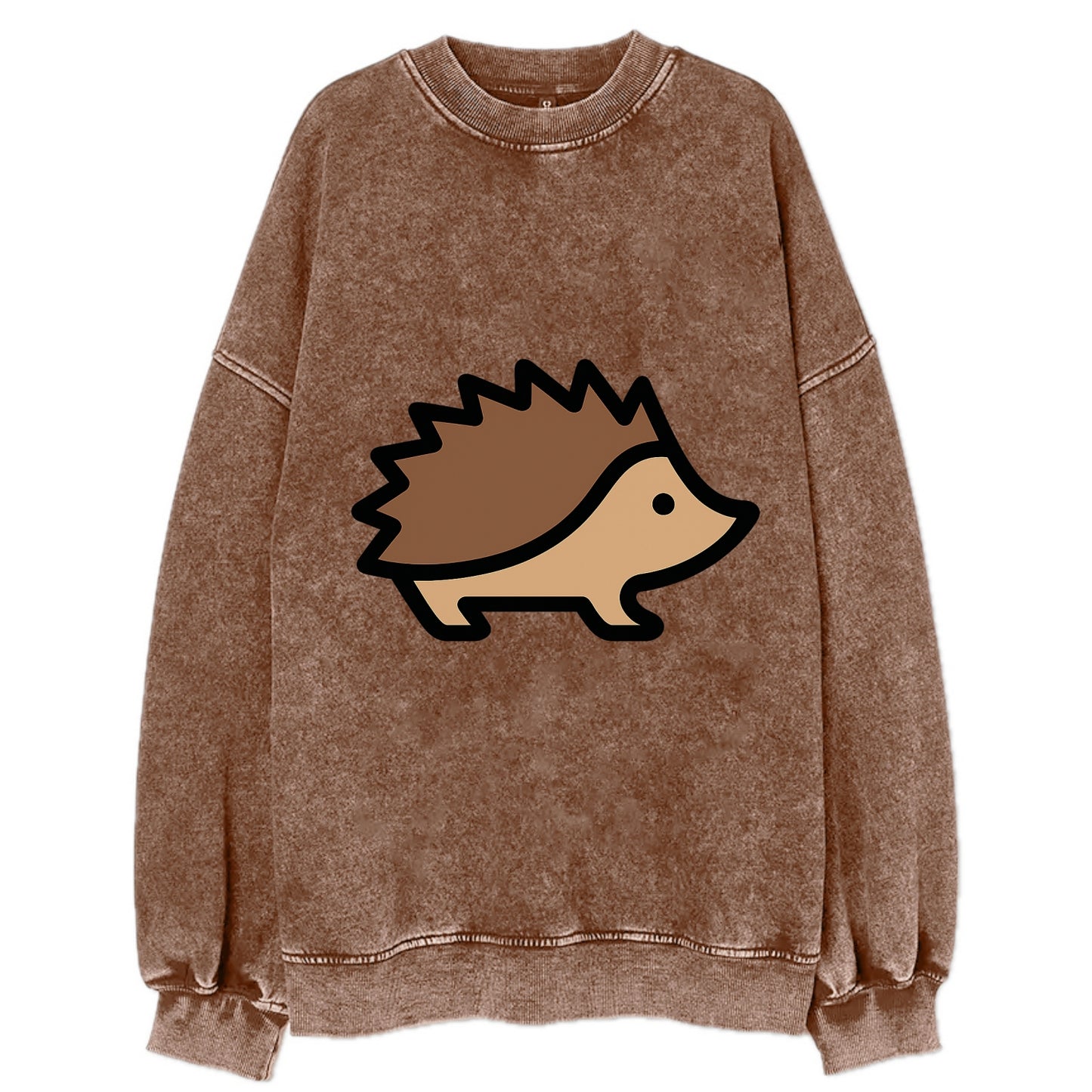Hedgehog - Brown spiky back flat side profile - Vintage Sweatshirt - Brown