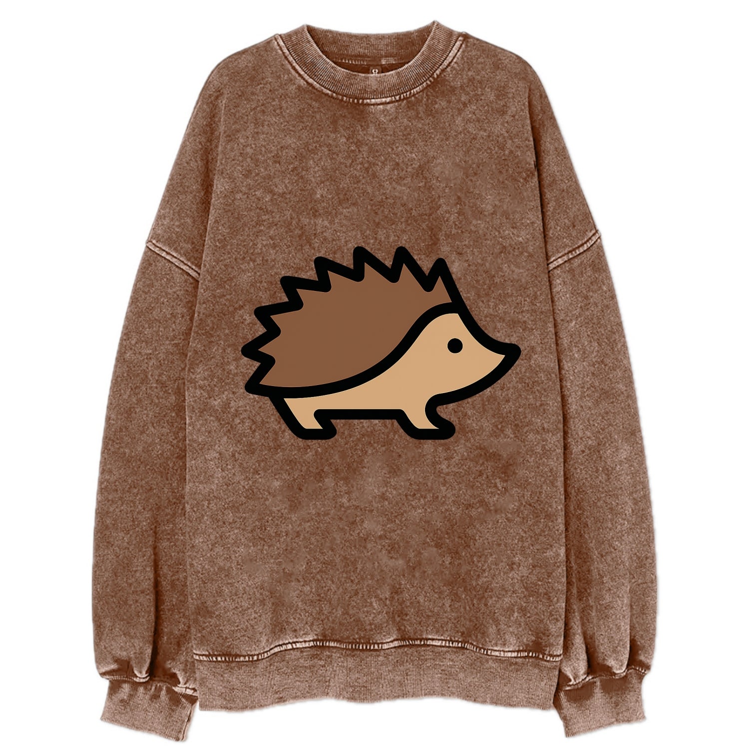 Hedgehog - Brown spiky back flat side profile - Vintage Sweatshirt - Brown