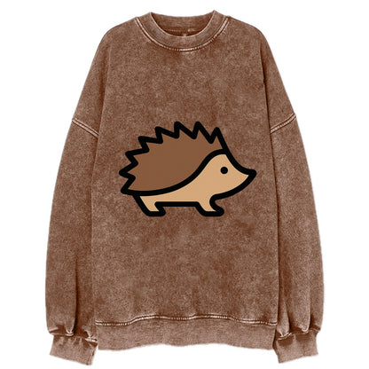 Hedgehog - Brown spiky back flat side profile - Vintage Sweatshirt - Brown