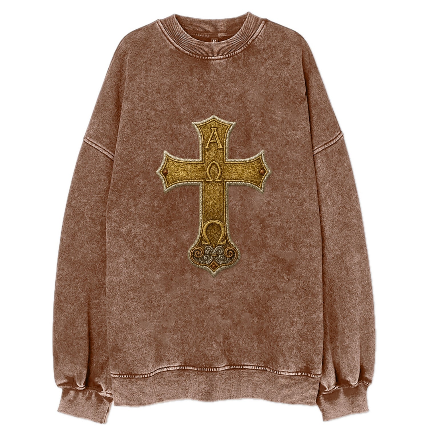Alpha Omega Cross  - Vintage Sweatshirt - Brown