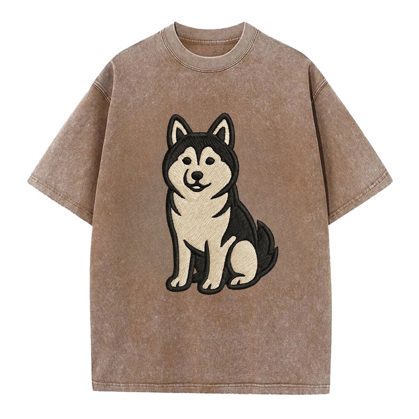 Pomsky - Pomeranian-Husky mix sitting po Vintage T-shirt - Brown
