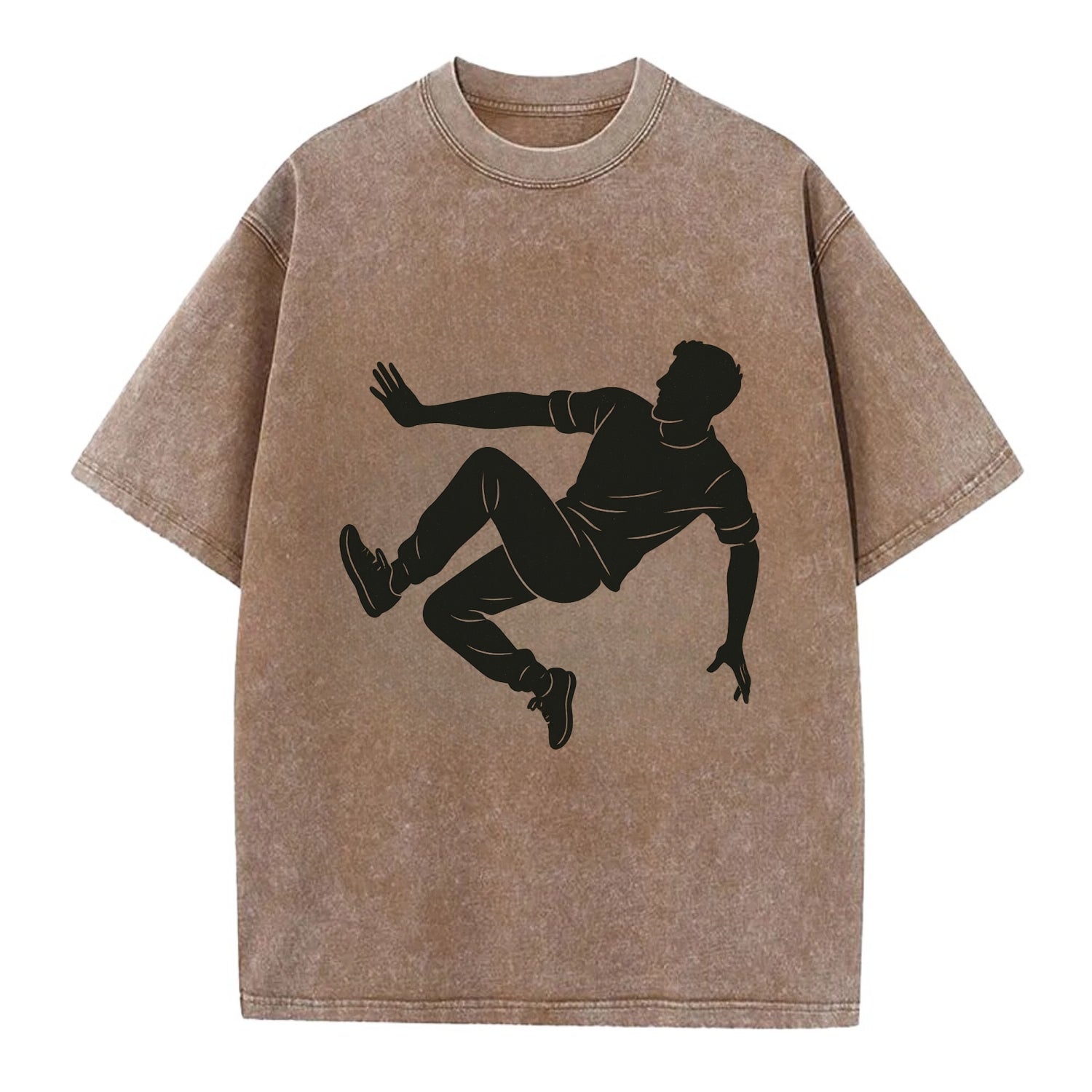 Parkour athlete wall run - Vintage T-shirt - Brown