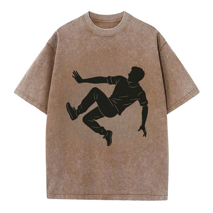 Parkour athlete wall run - Vintage T-shirt - Brown