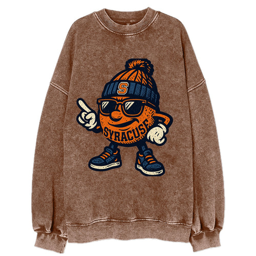 Syracuse Orange wearing Syracuse beanie with S patch - Vintage Sweatshirt