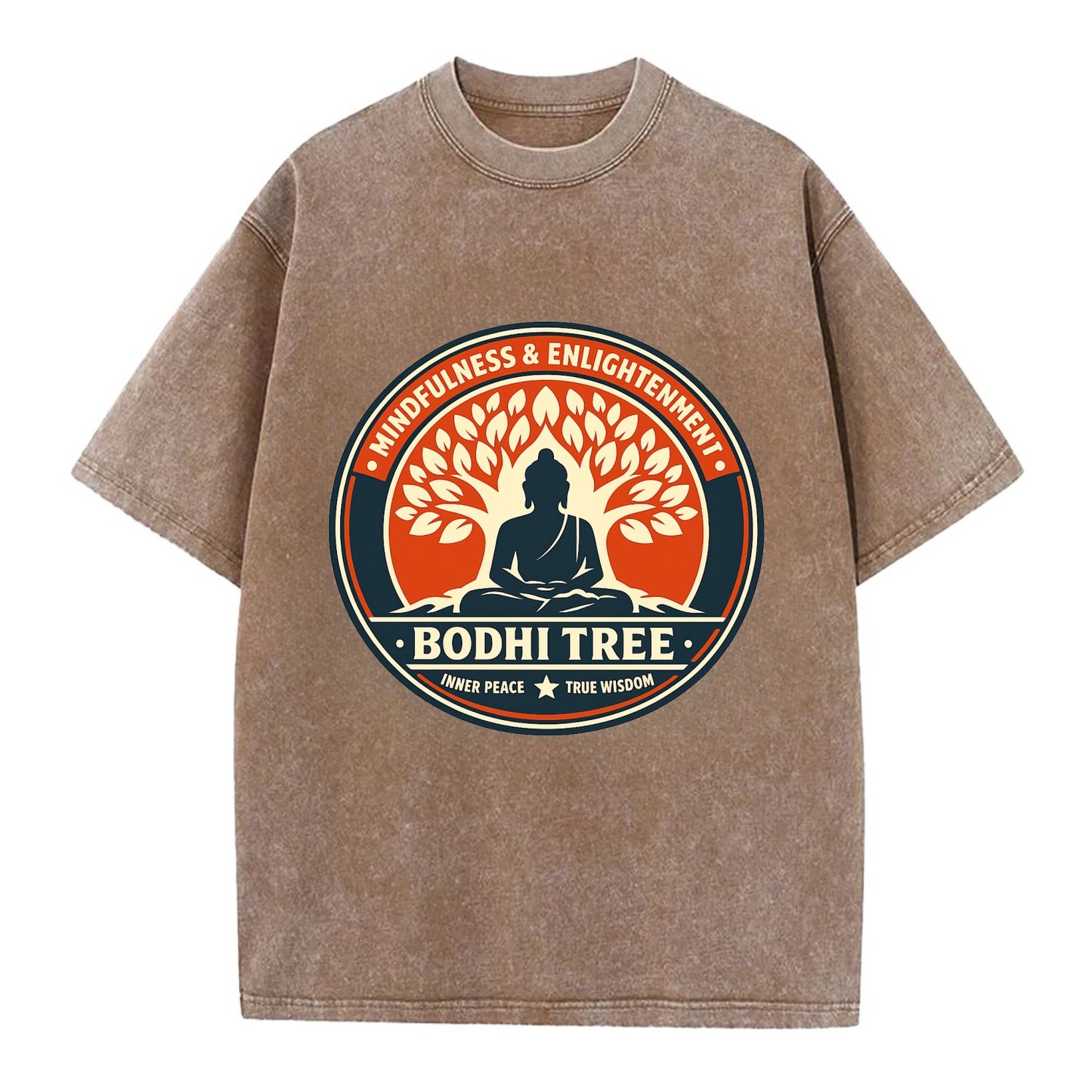 Zen Harmony Emblem - Vintage T-shirt - Brown