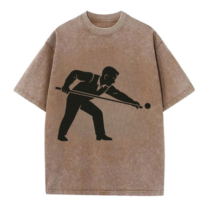 Pool player lining up shot - Vintage T-shirt - Brown