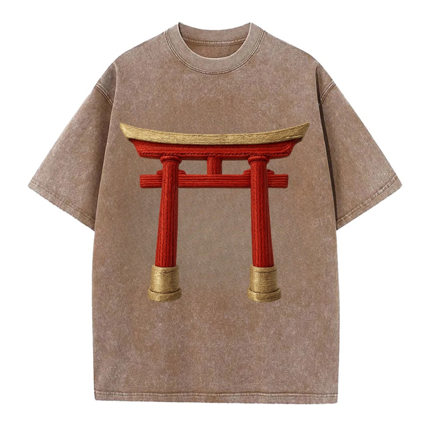 Japanese Torii Gate  - Vintage T-shirt - Brown