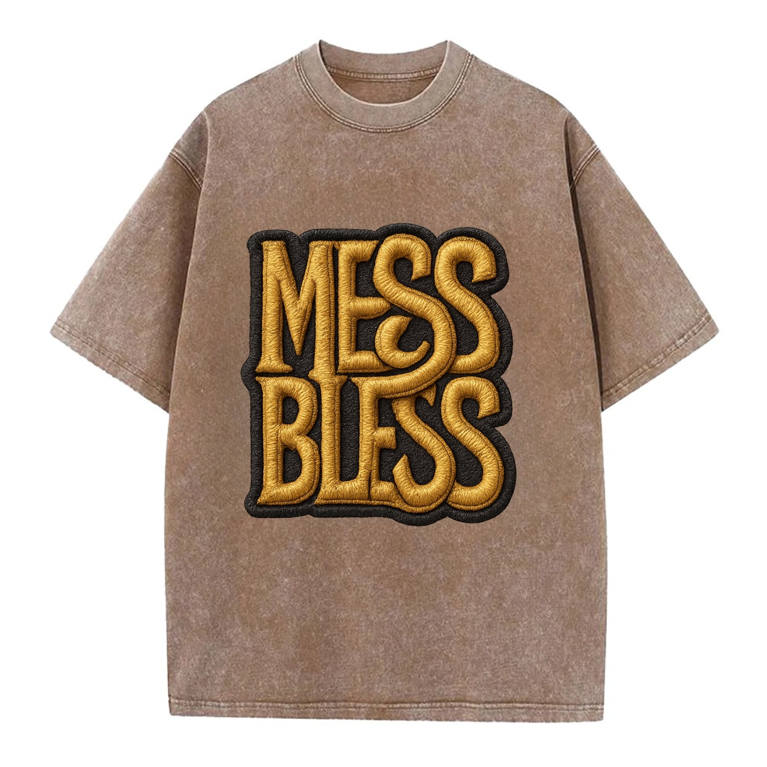 MESS;BLESS UP Gold Metallic Visor - Vintage T-shirt - Brown