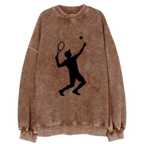 Tennis player serving powerful shot - Vintage Sweatshirt
