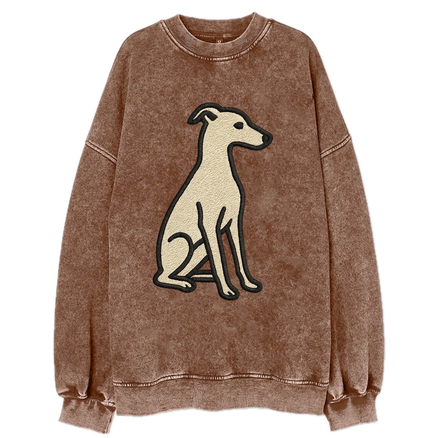 Italian Greyhound - Gray sitting pose - Vintage Sweatshirt - Brown