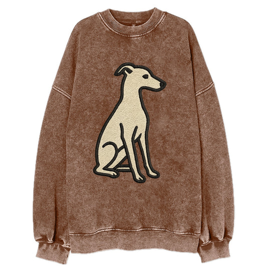 Italian Greyhound - Gray sitting pose - Vintage Sweatshirt - Brown