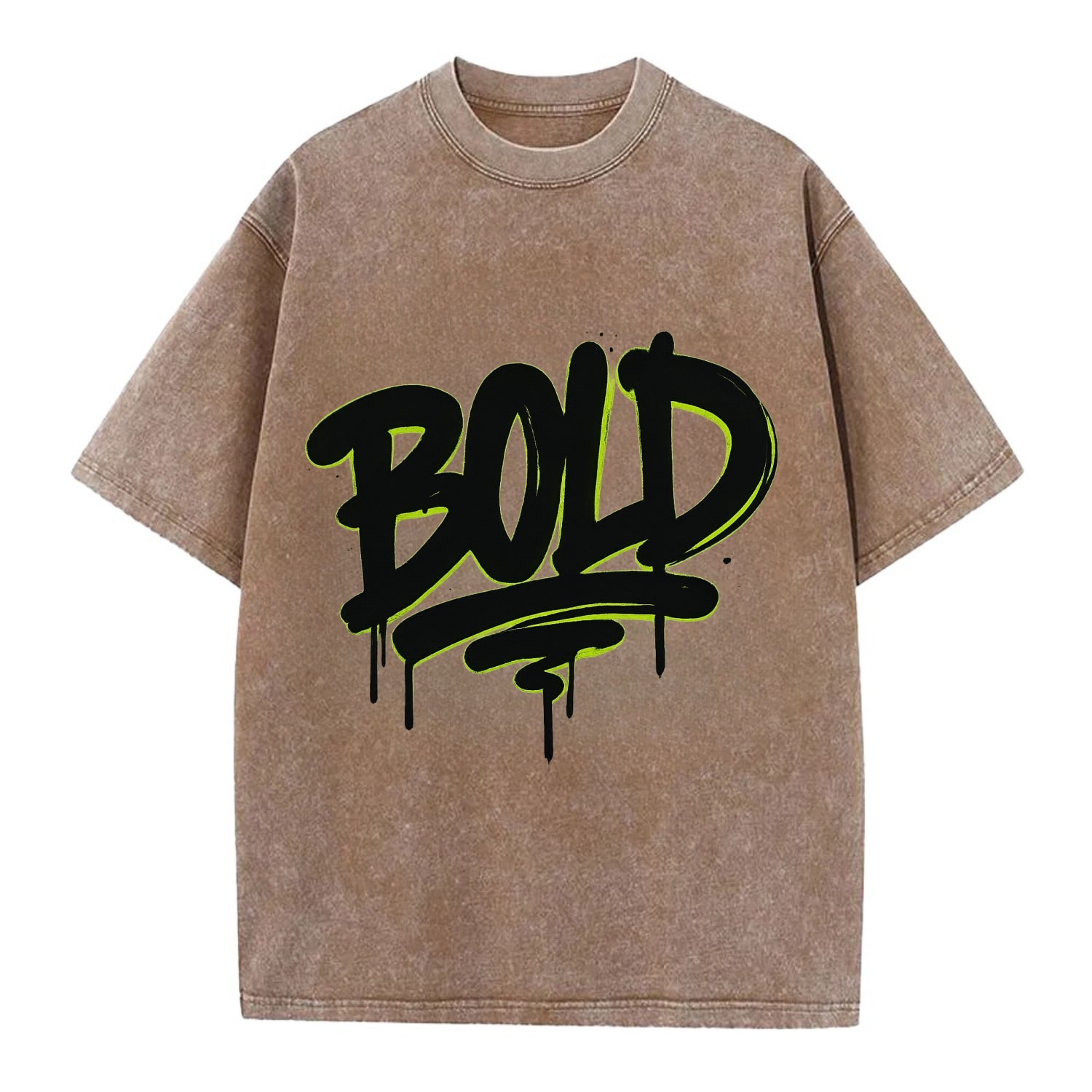 Bold typography design - "BOLD" - courageous, standing out - Vintage T-shirt - Brown