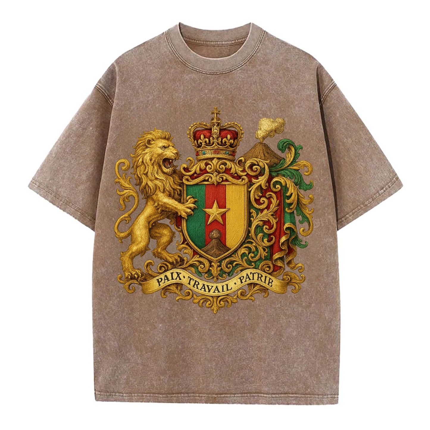 Cameroon Royal Logo  - Vintage T-shirt - Brown