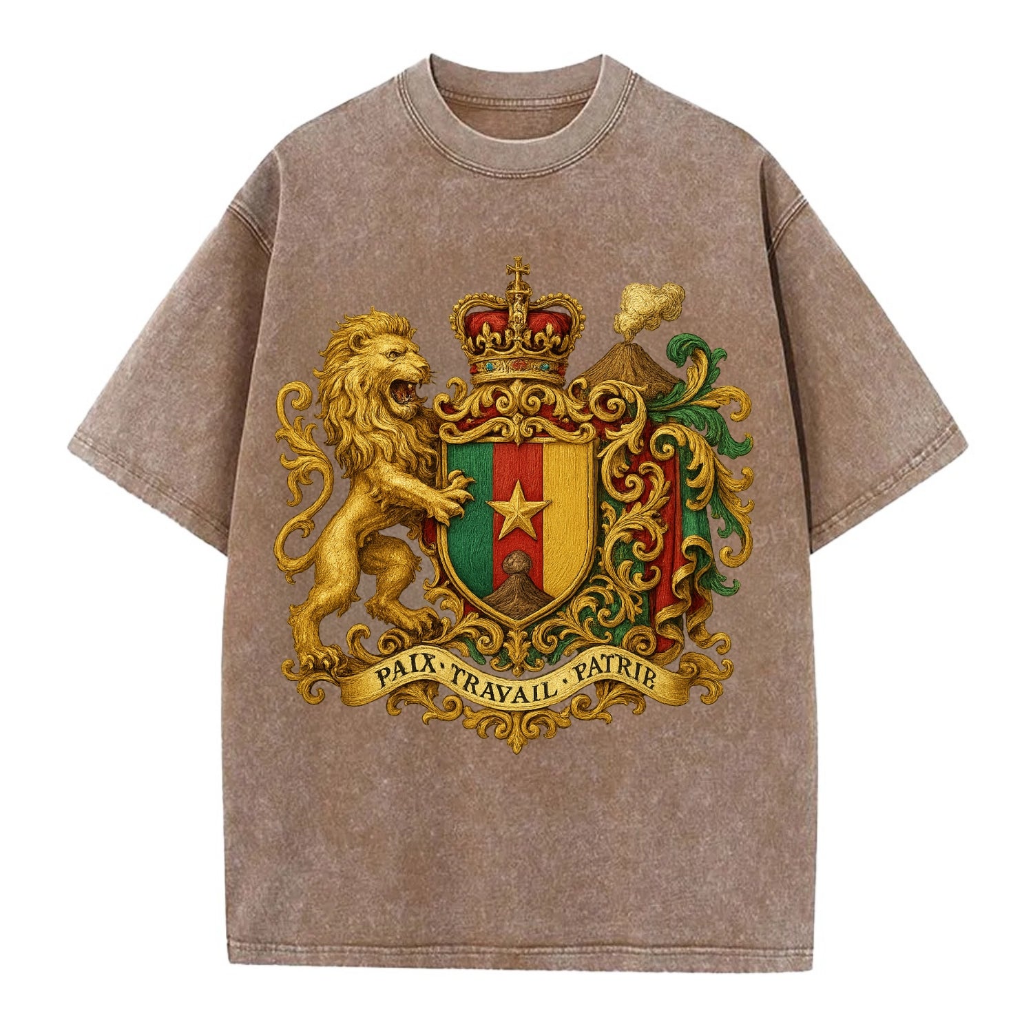 Cameroon Royal Logo  - Vintage T-shirt - Brown