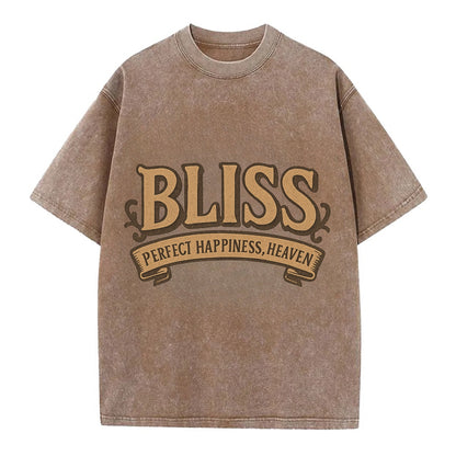 Bold typography design - "BLISS" - perfect happiness, heaven - Vintage T-shirt - Brown