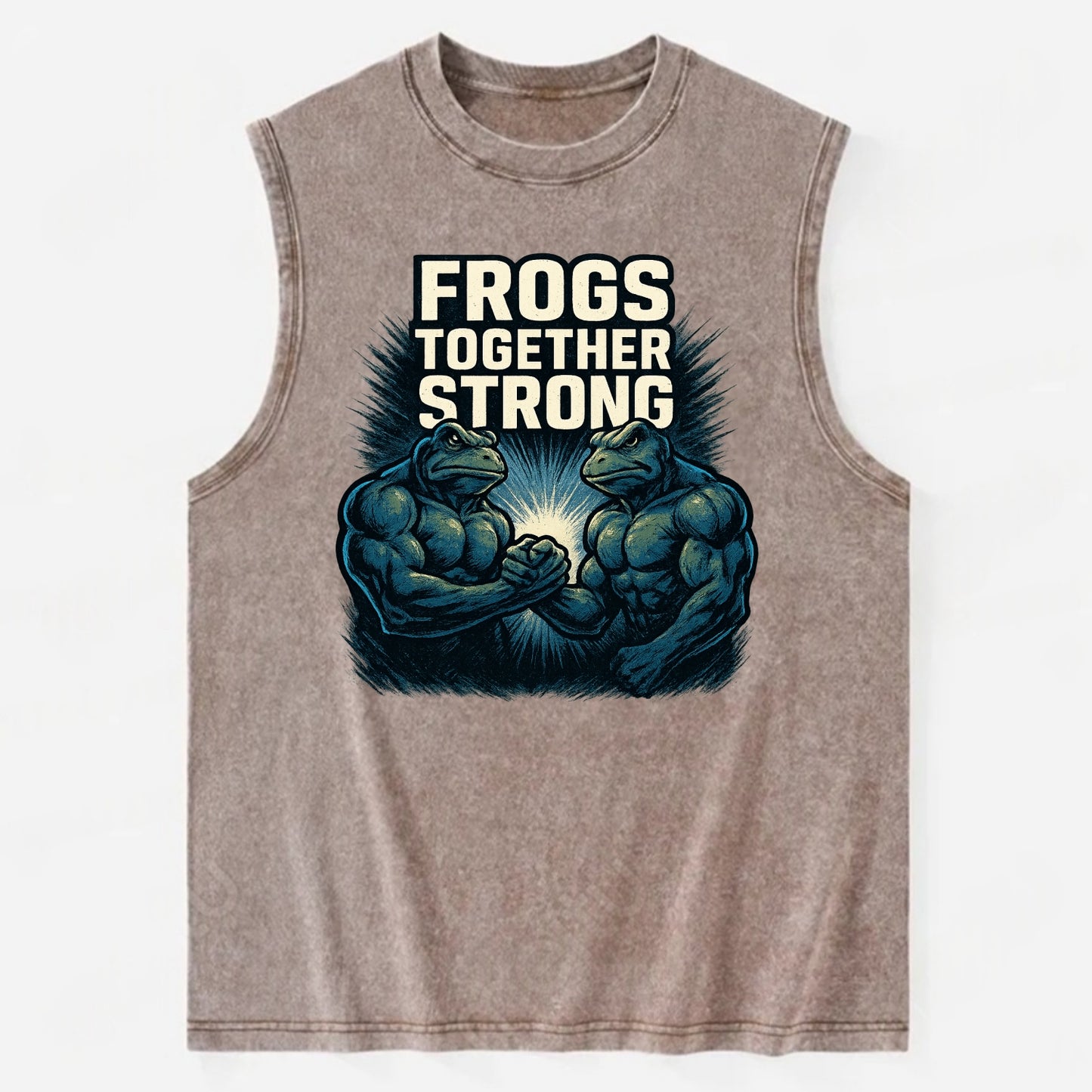 Frogs Together Strong 4 - Vintage Washed Tank - Brown
