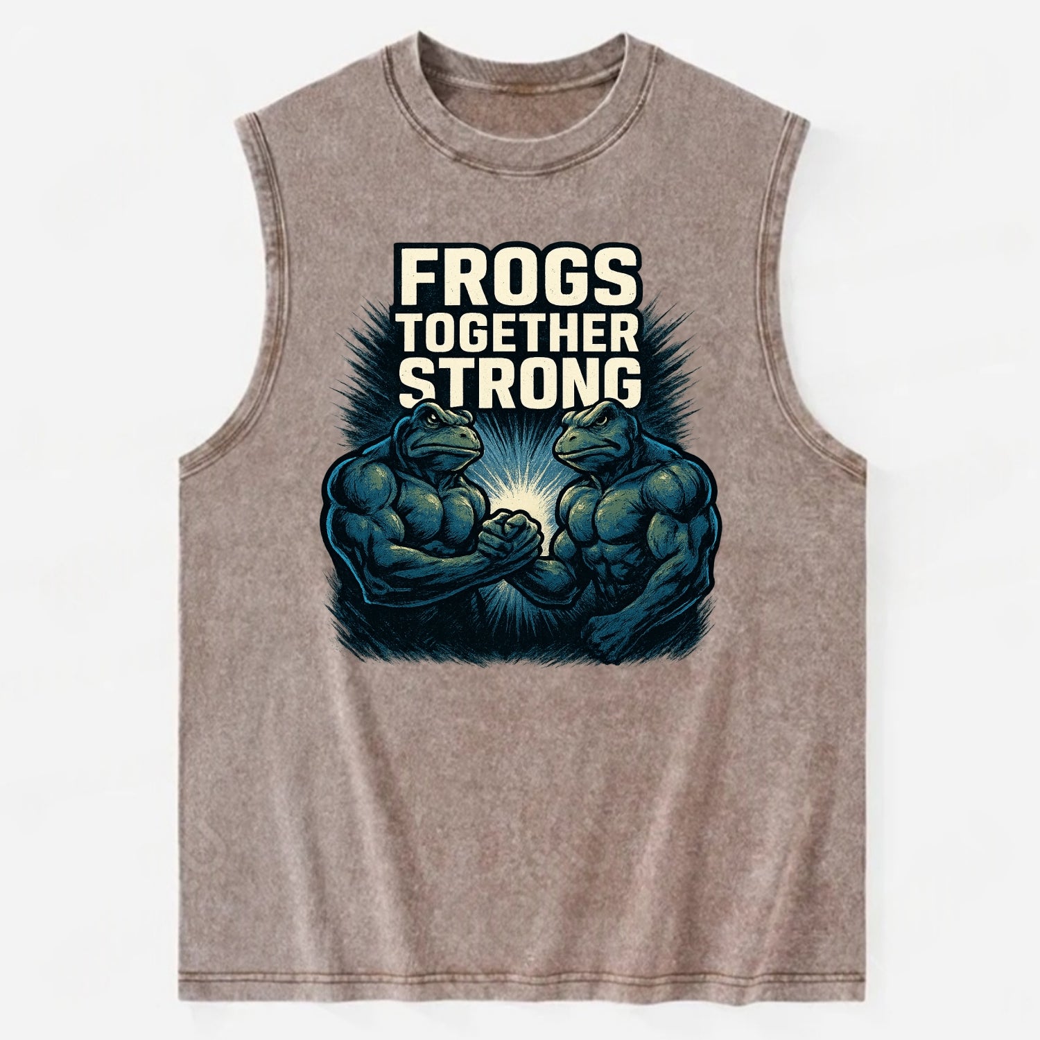 Frogs Together Strong 4 - Vintage Washed Tank - Brown