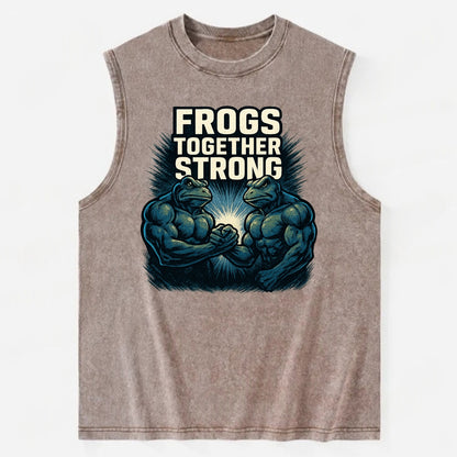 Frogs Together Strong 4 - Vintage Washed Tank - Brown