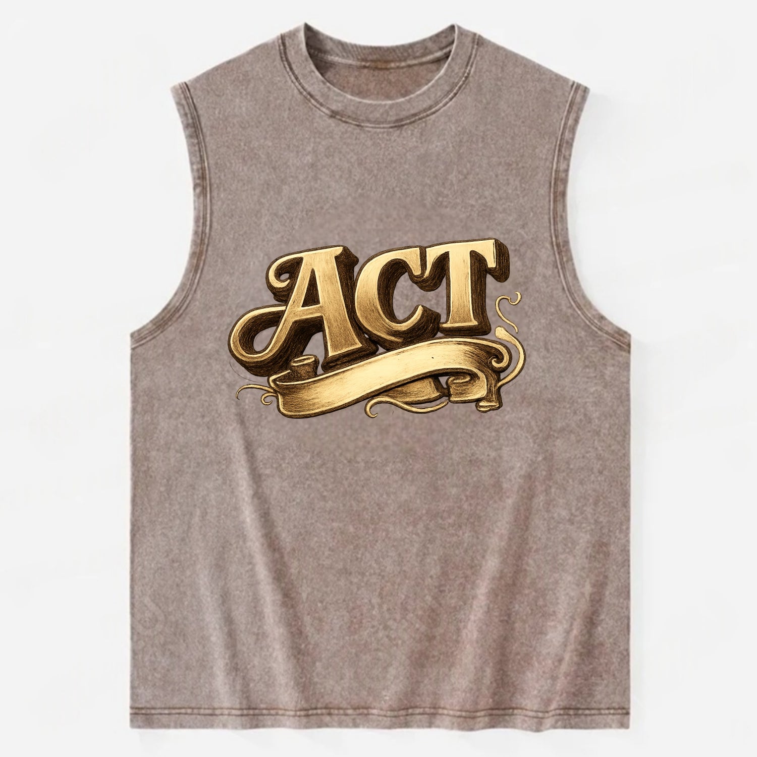Bold typography design - "ACT" - take action, do something - Vintage Washed Tank - Brown