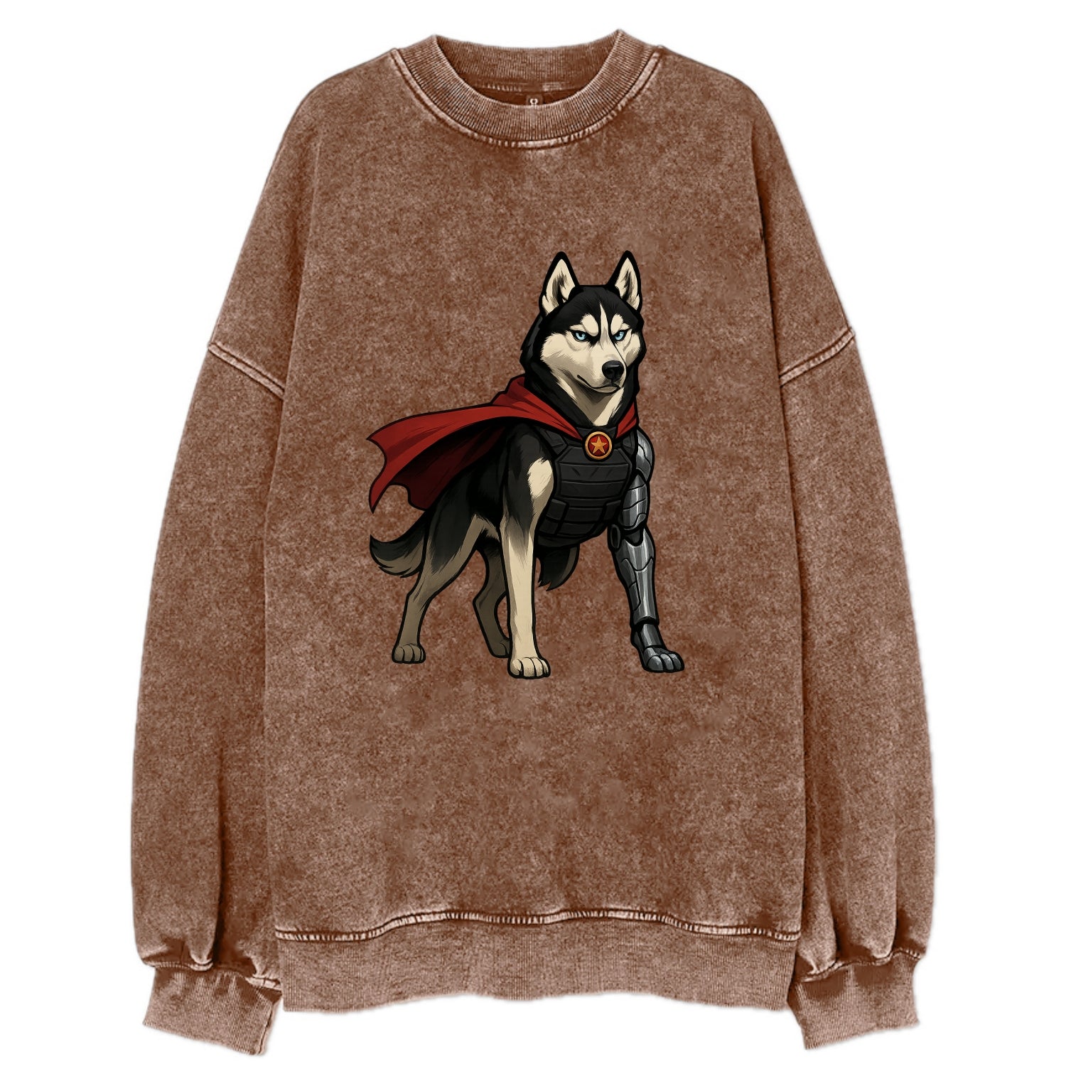 Siberian Husky Winter Soldier  - Vintage - Vintage Sweatshirt - Brown