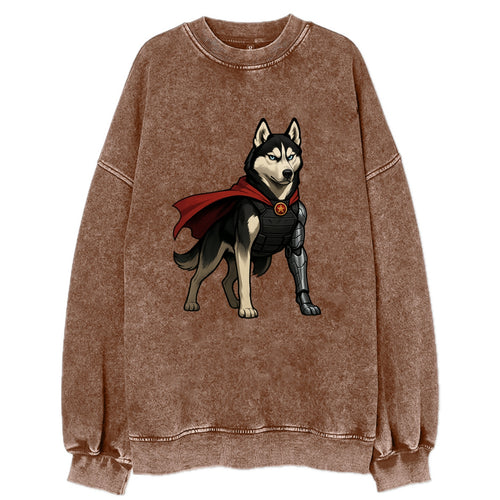 Siberian Husky Winter Soldier  - Vintage - Vintage Sweatshirt