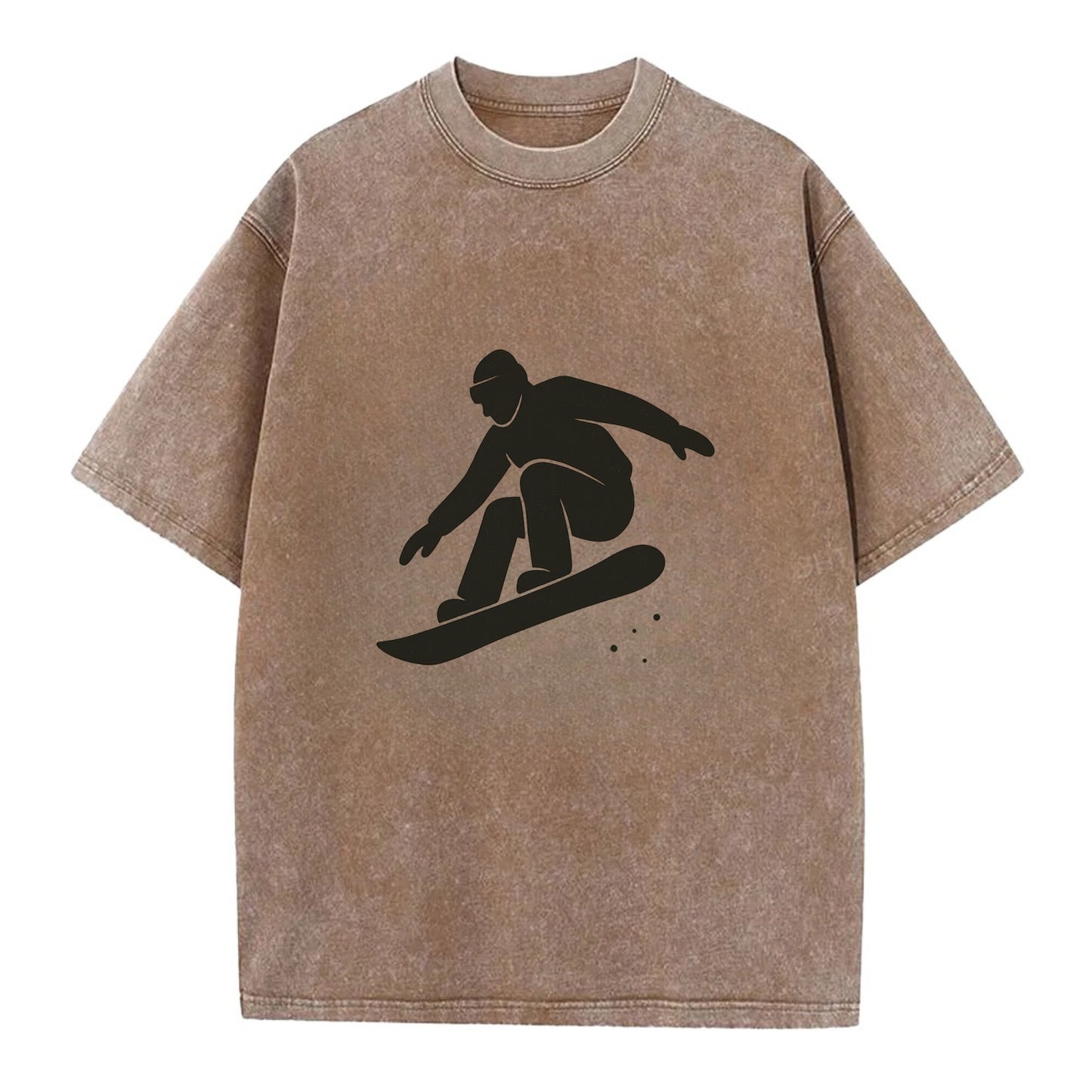 Snowboarder catching air off a jump - Vintage T-shirt - Brown