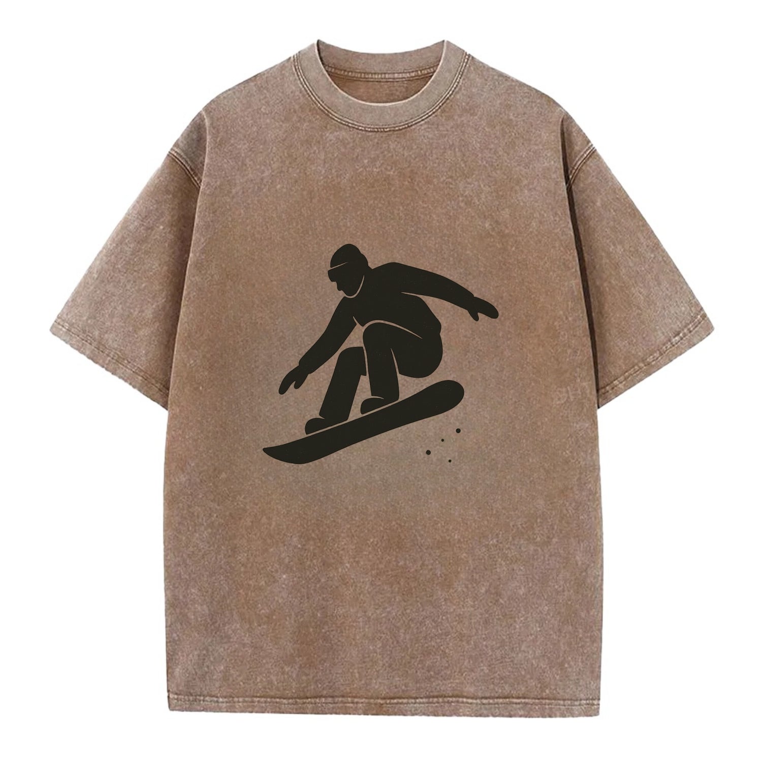 Snowboarder catching air off a jump - Vintage T-shirt - Brown