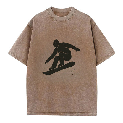 Snowboarder catching air off a jump - Vintage T-shirt - Brown