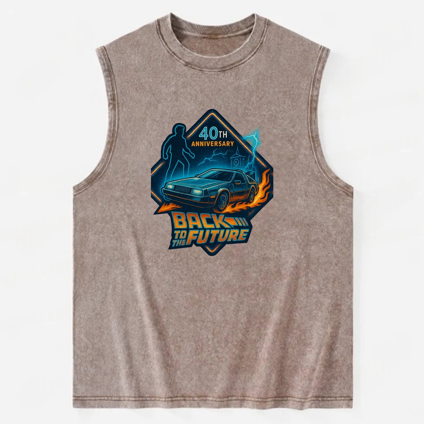 Back To The Future 40th Anniversary 2 - Vintage Washed Tank - Brown