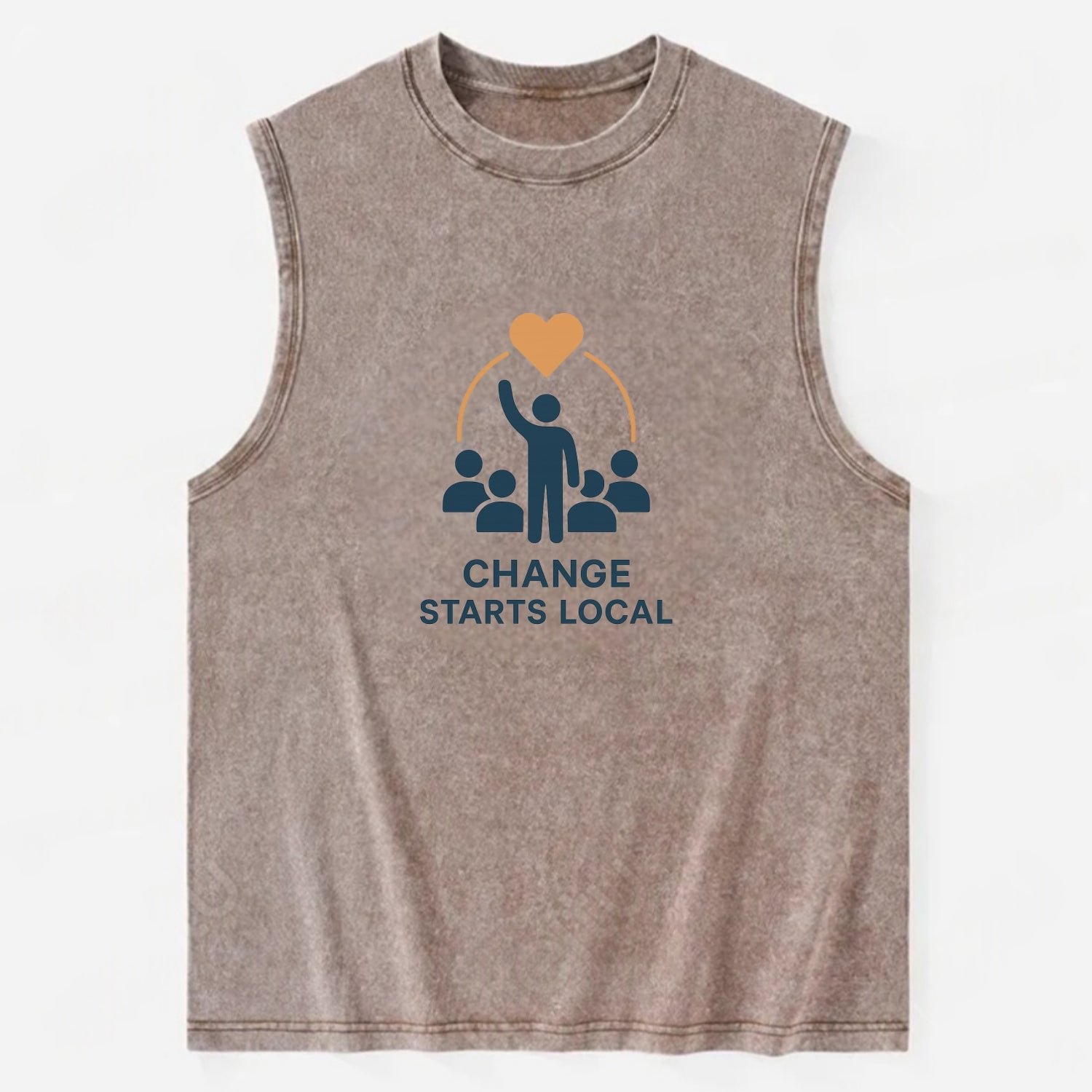 Community organizer bringing neighbors together - "Change Starts Local" - - Vintage Washed Tank - Brown