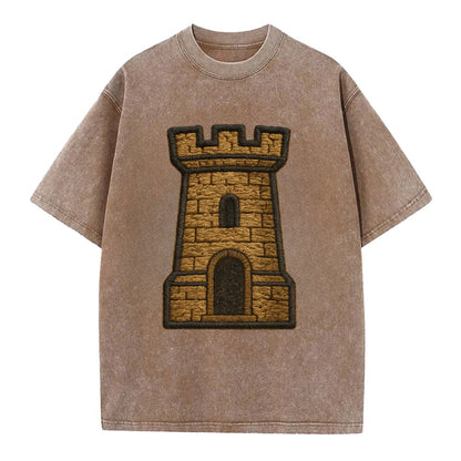 Castle Tower  - Vintage T-shirt - Brown