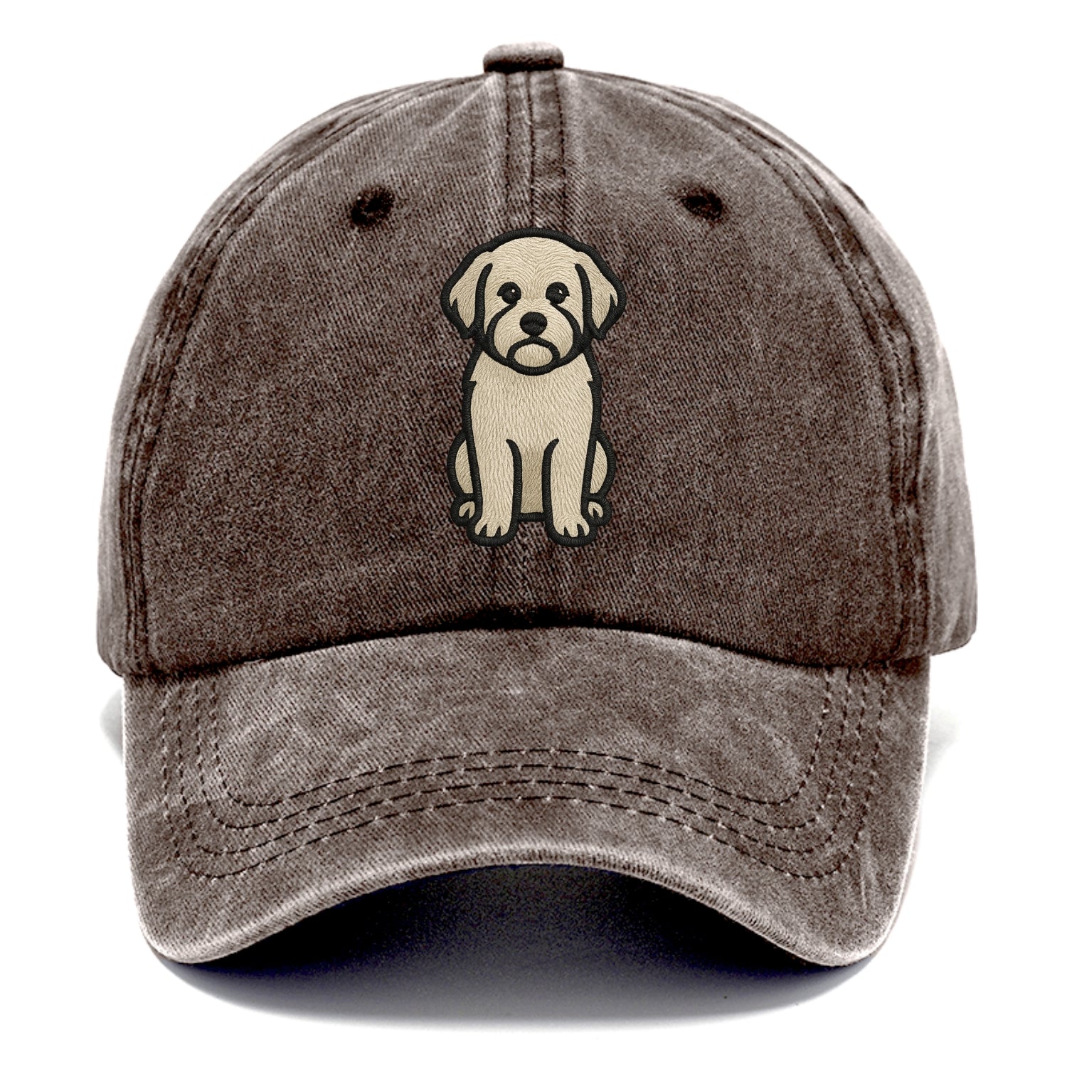 Havanese - Cream colored sitting pose - Classic Cap - Brown