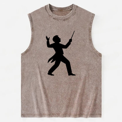 Conductor leading orchestra passionately - Vintage Washed Tank - Brown