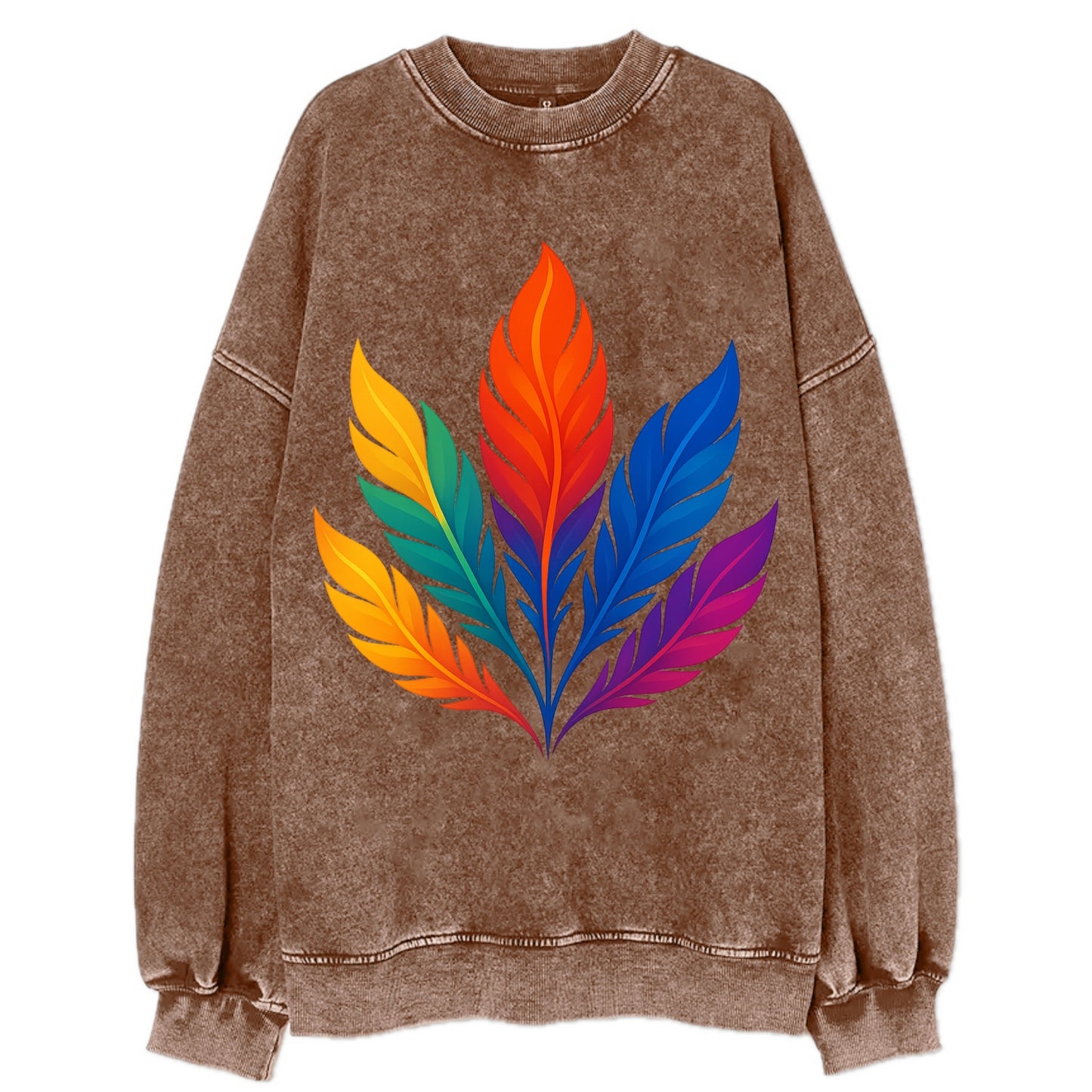 Phoenix Feathers - Each feather a differ - Vintage Sweatshirt - Brown