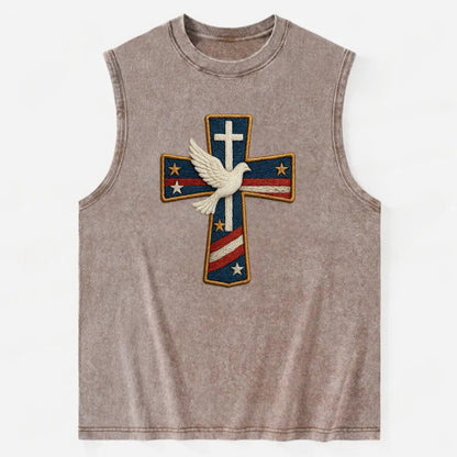 Dove and Cross  - Vintage Washed Tank - Brown