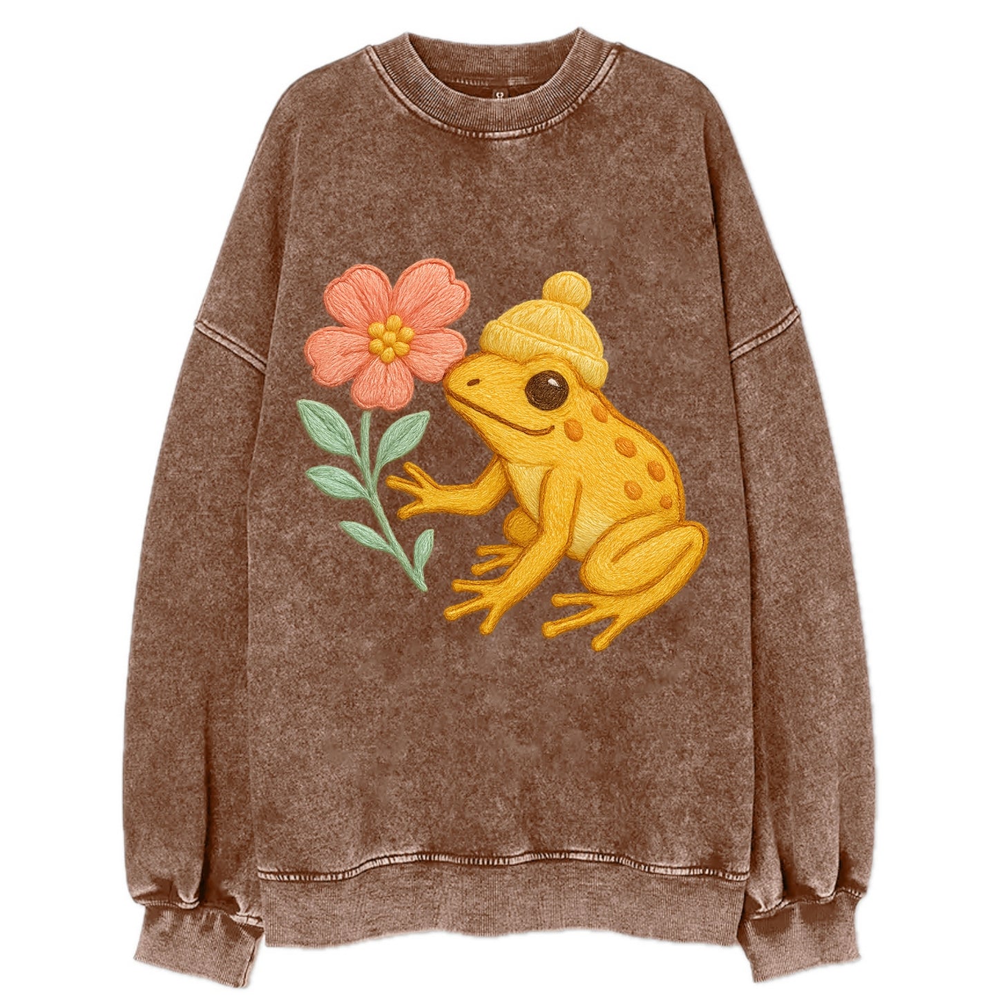 Yellow Dart Frog - Vintage Sweatshirt - Brown
