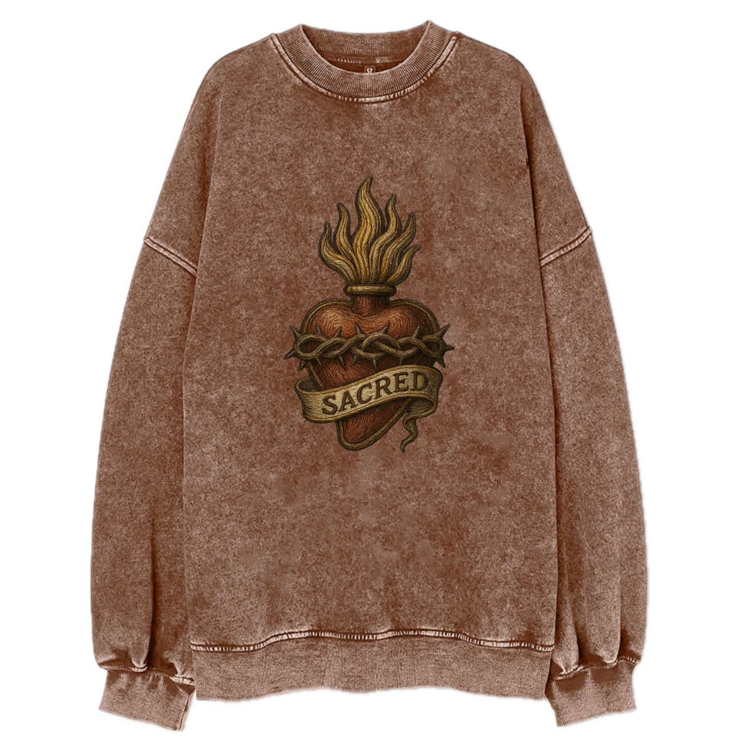 Sacred Heart  - Vintage Sweatshirt - Brown