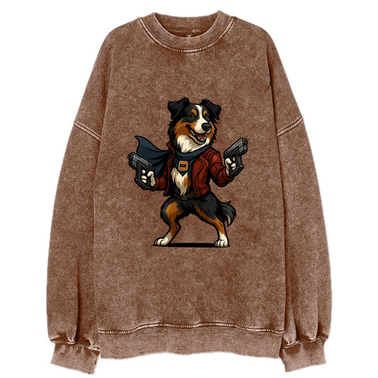 Australian Shepherd Star-Lord  - Vintage - Vintage Sweatshirt - Brown