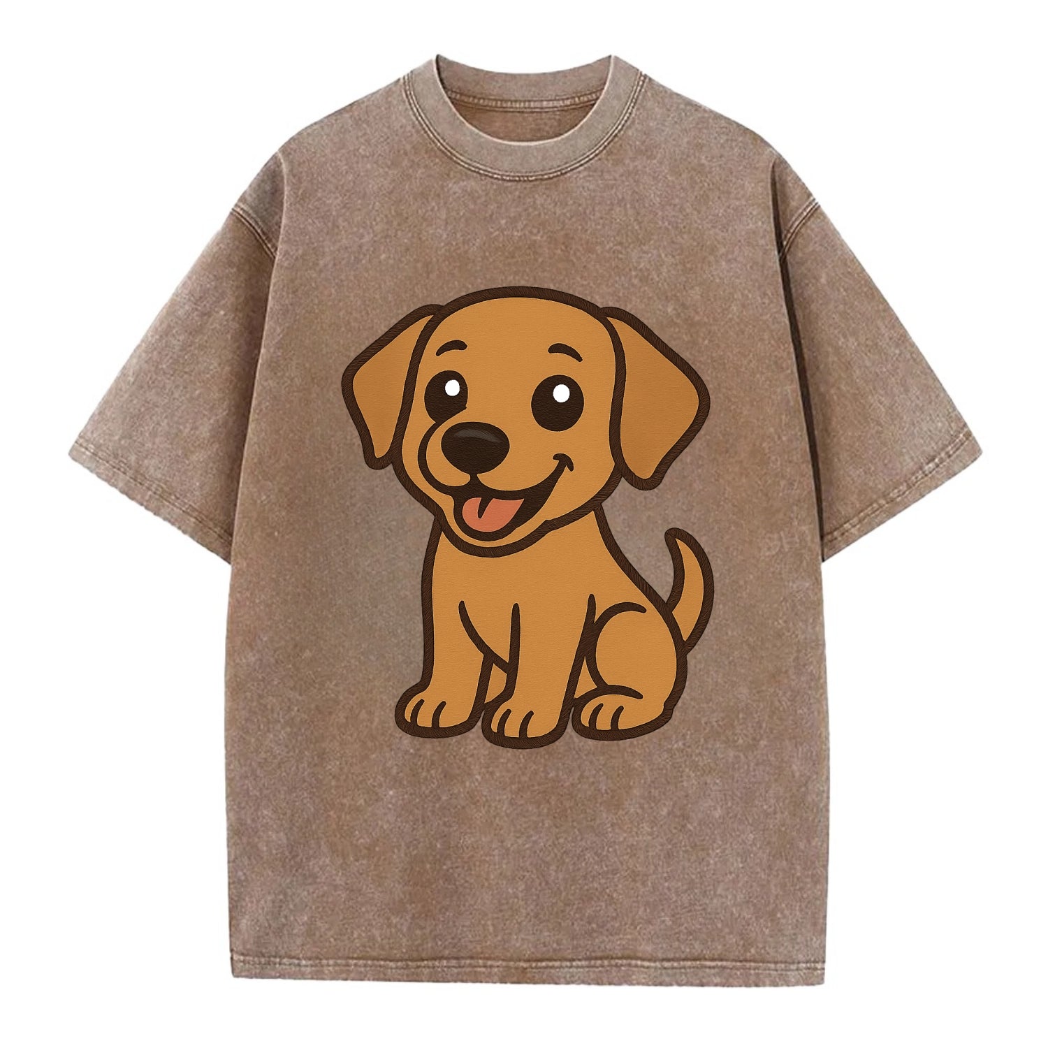 Labrador - Happy panting expression - Vintage T-shirt - Brown