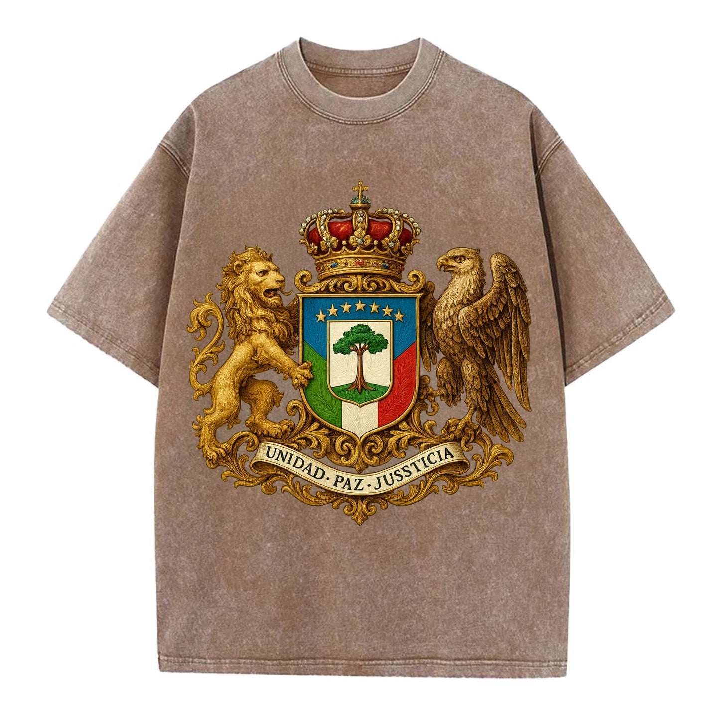 Equatorial Guinea Silk Cotton Tree Emblem - Vintage T-shirt - Brown