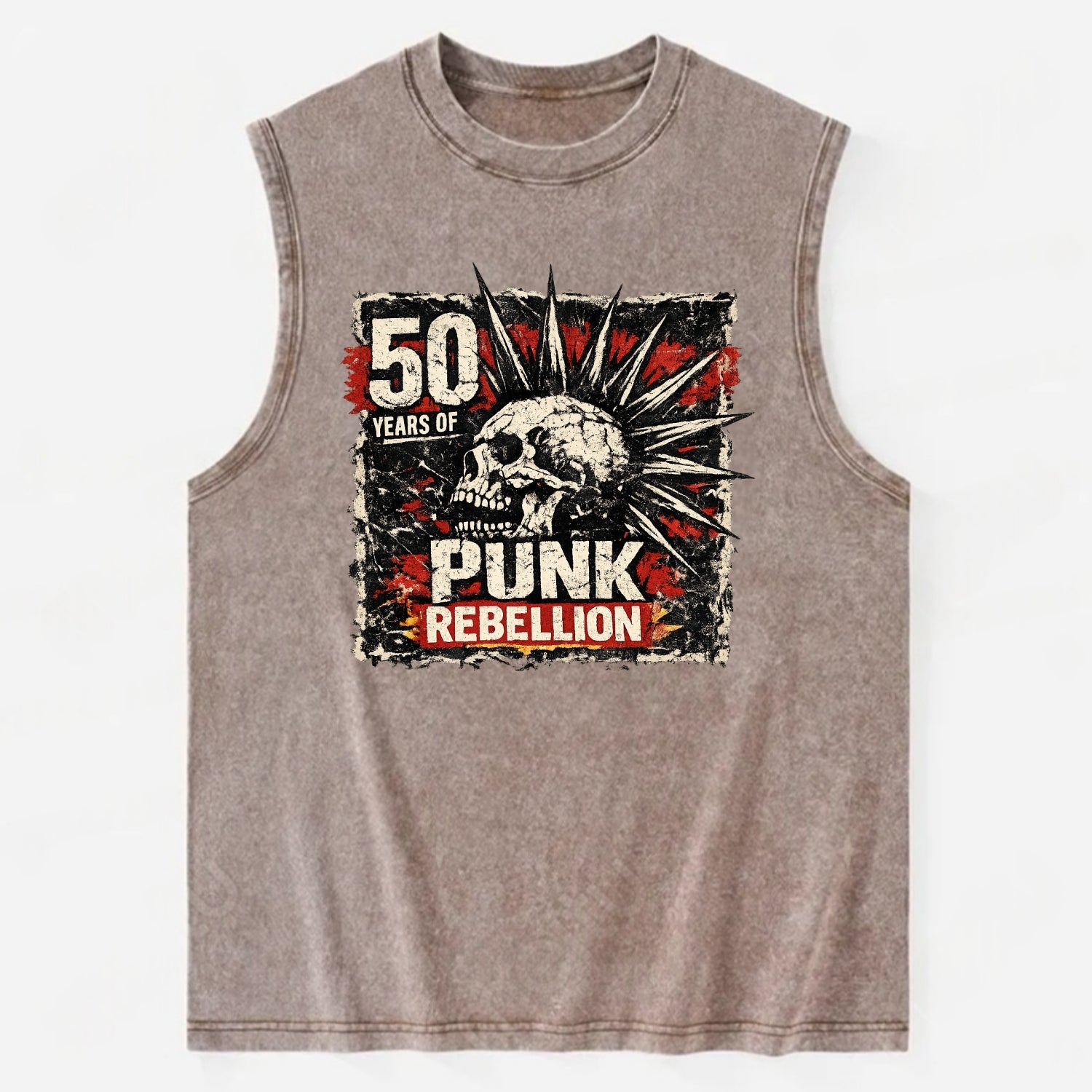 MOHAWK RISING | Spiked hair silhouette | Liberty spikes | Punk identity | - Vintage Washed Tank - Brown