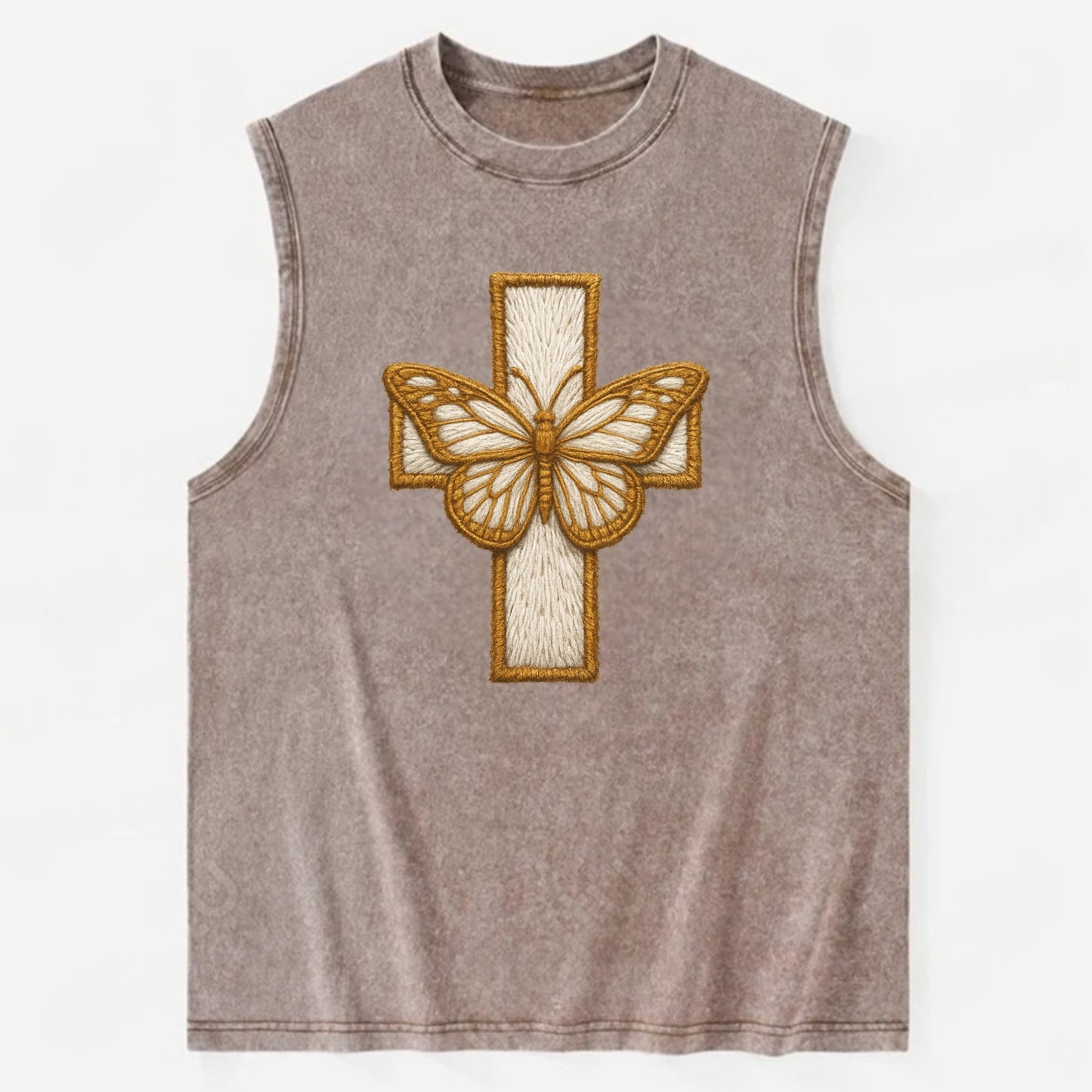 Resurrection Cross  - Vintage Washed Tank - Brown