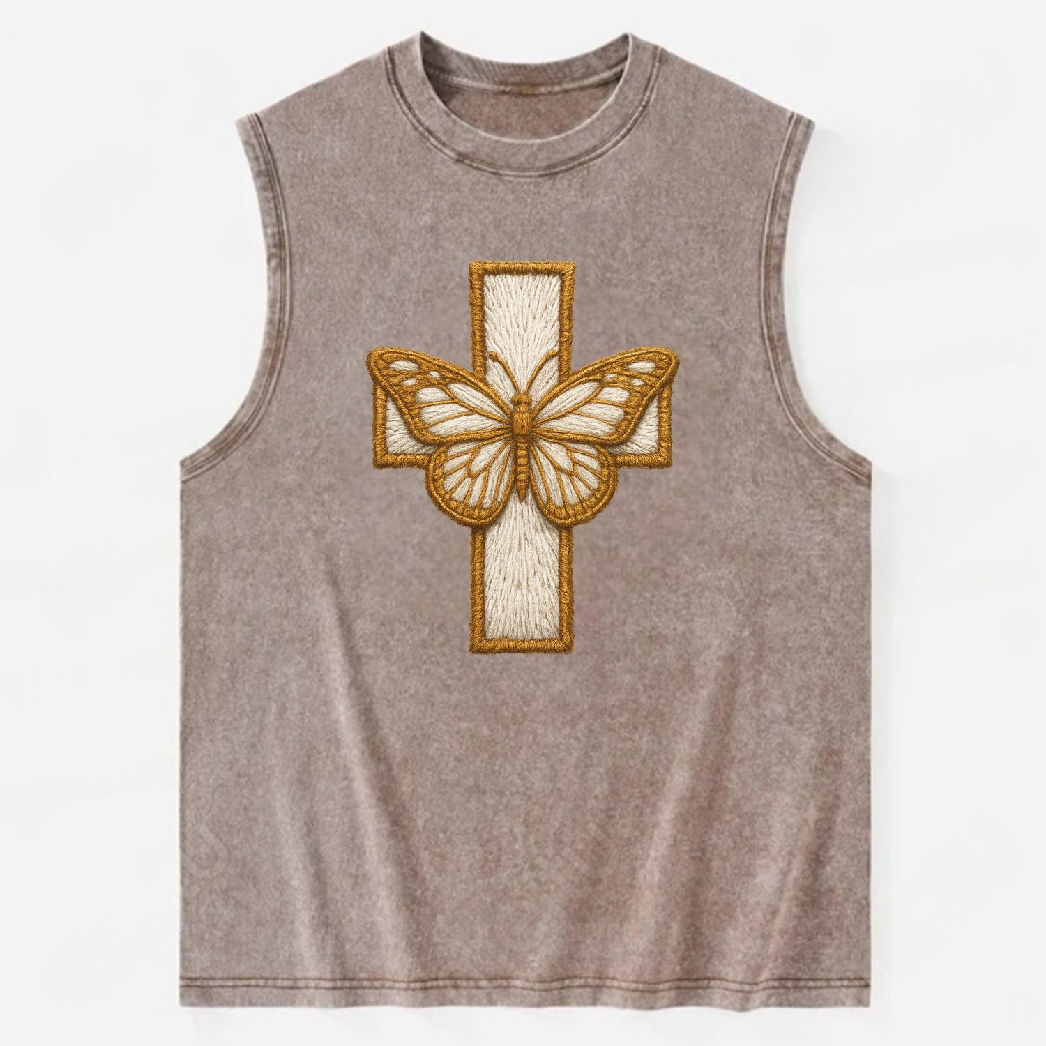 Resurrection Cross  - Vintage Washed Tank - Brown