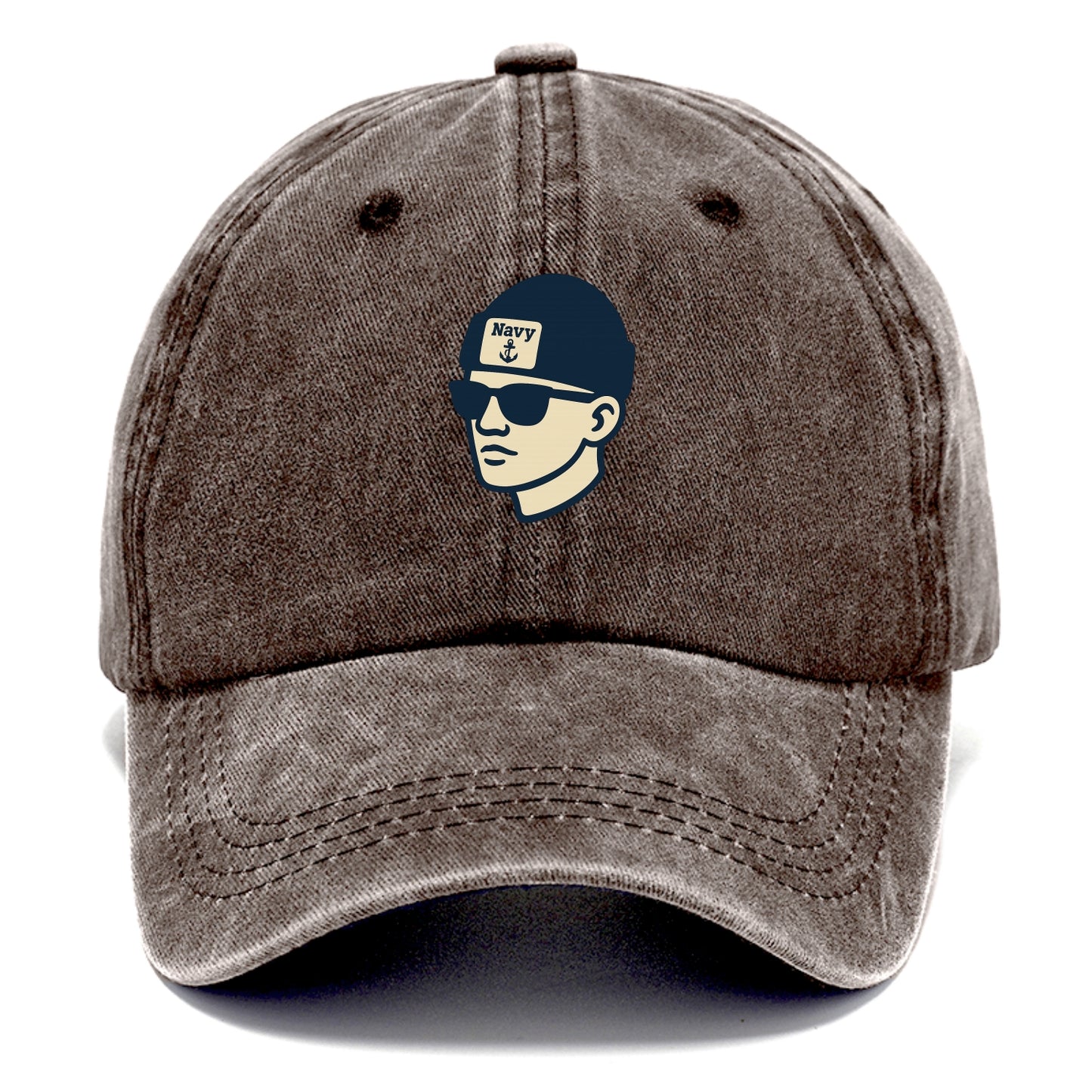 Annapolis Midshipman wearing Navy beanie with anchor patch - Classic Cap - Brown
