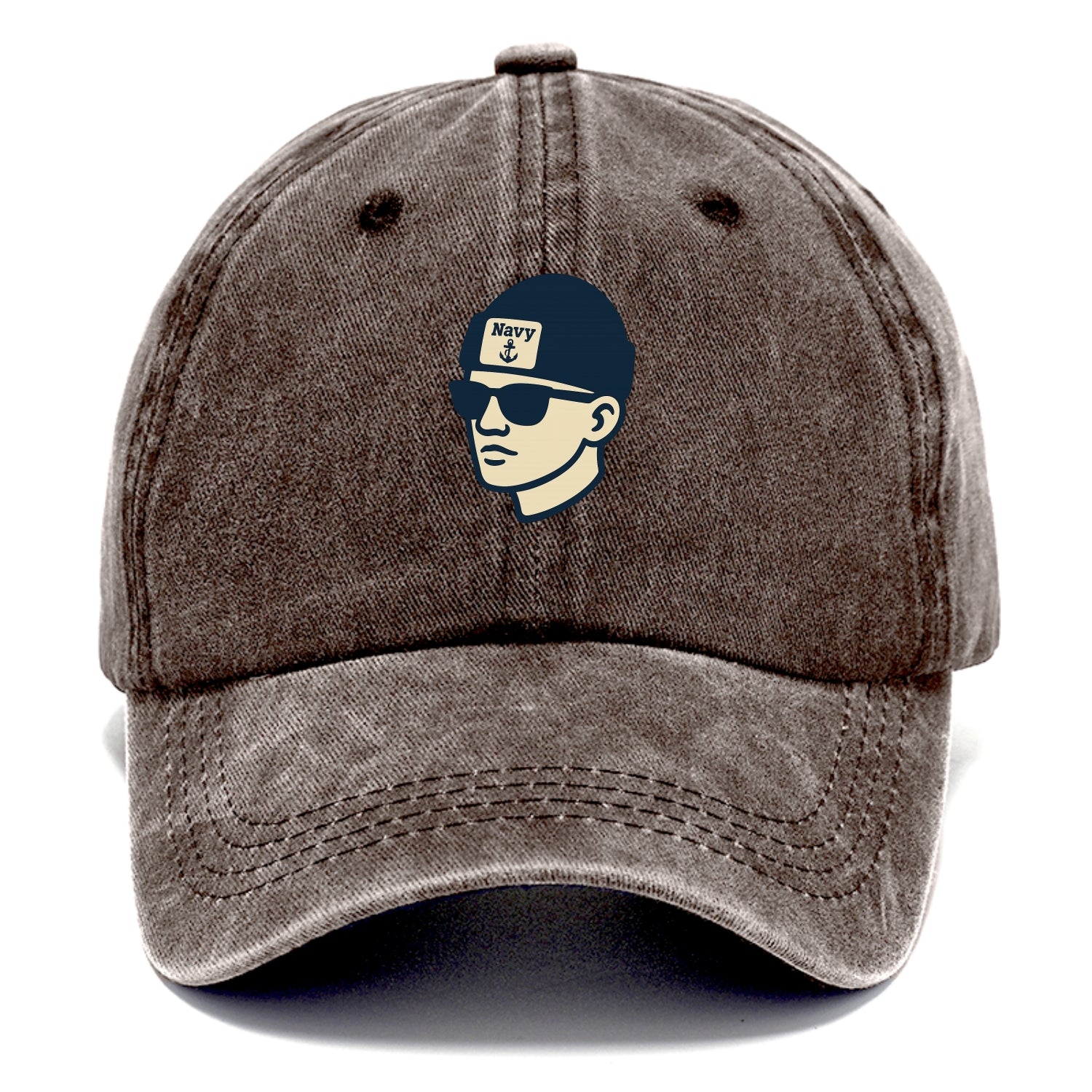 Annapolis Midshipman wearing Navy beanie with anchor patch - Classic Cap - Brown
