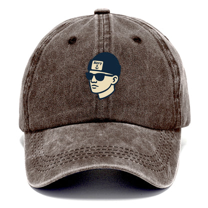 Annapolis Midshipman wearing Navy beanie with anchor patch - Classic Cap - Brown