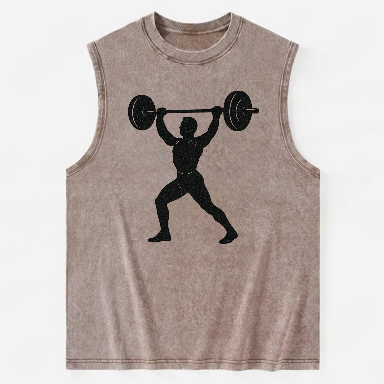 Weightlifter lifting barbell overhead - Vintage Washed Tank - Brown