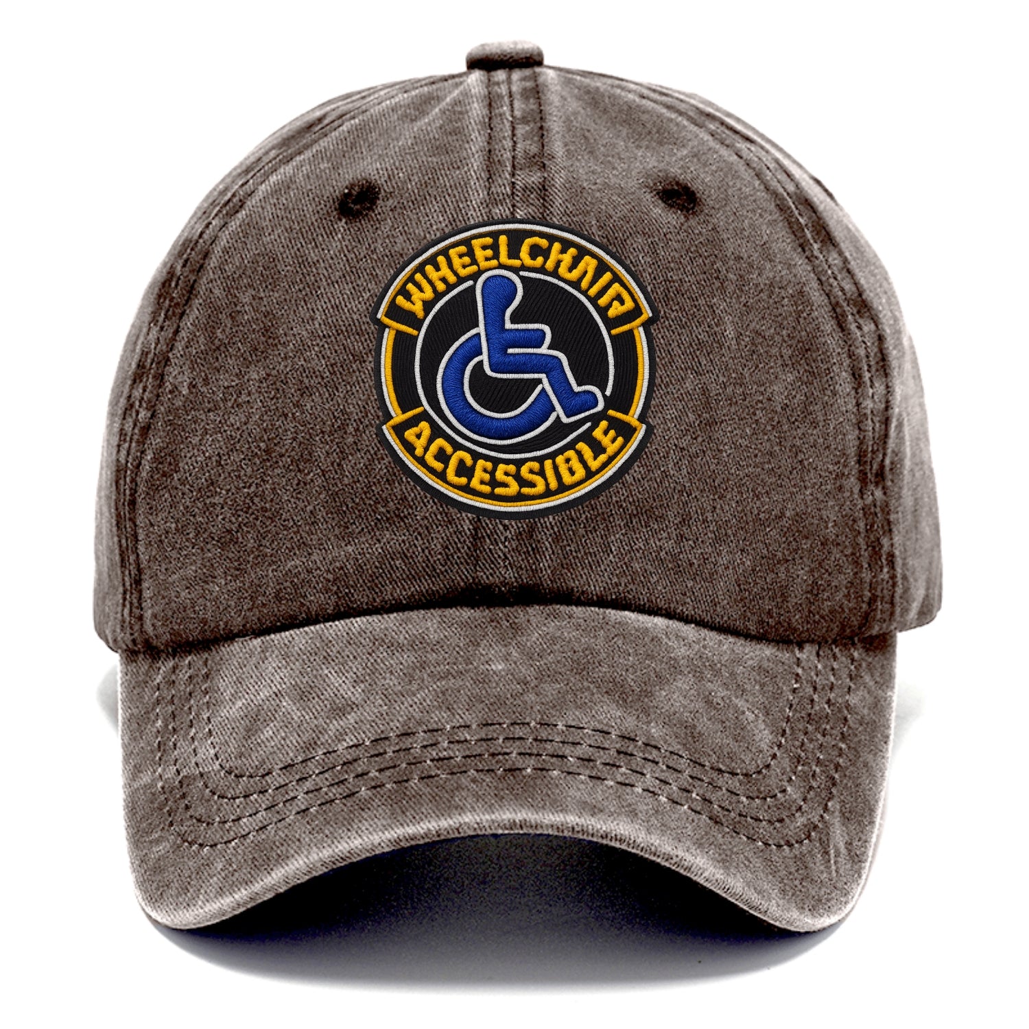 WHEELCHAIR ACCESSIBLE - accessibility symbol in blue , inclusion - Classic Cap - Brown
